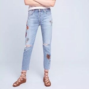 Citizens of Humanity Liya Embroidered Cropped Jeans Size 28